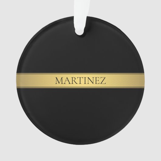 Classy Imitate Gold Streifen & Black Background od Ornament (Vorderseite)