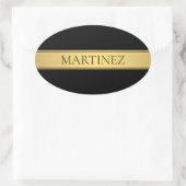Classy Imitate Gold Streifen & Black Background od Ovaler Aufkleber (Tasche)