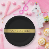 Classy Imitate Gold Streifen & Black Background od Pappteller (Party)