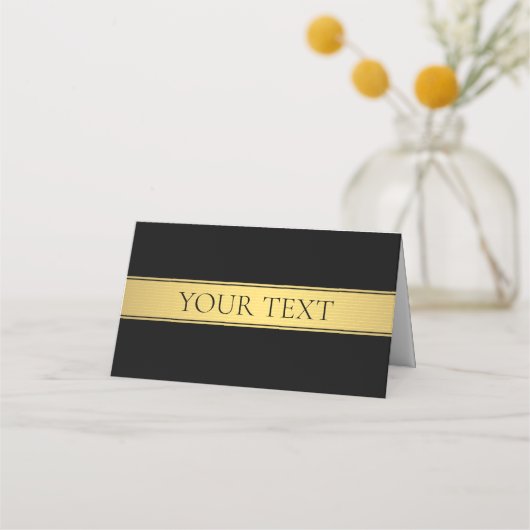 Classy Imitate Gold Streifen & Black Background od Platzkarte (Vorderseite)