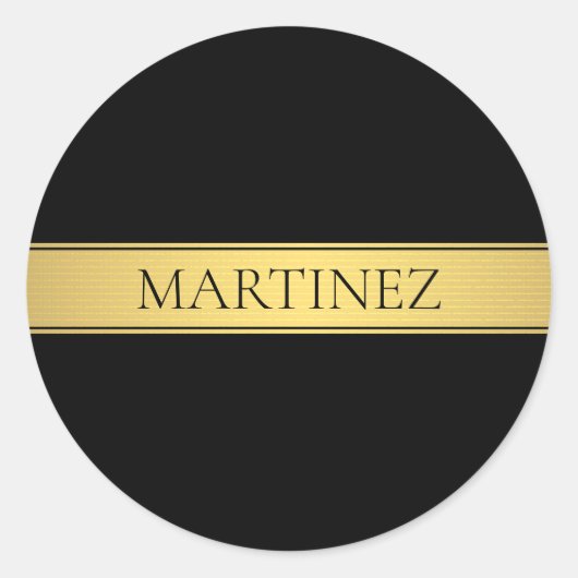 Classy Imitate Gold Streifen & Black Background od Runder Aufkleber (Vorderseite)