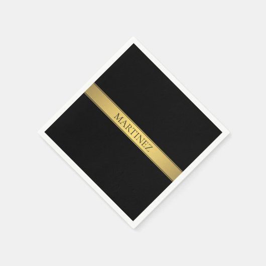 Classy Imitate Gold Streifen & Black Background od Serviette (Ecke)