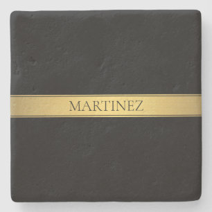 Classy Imitate Gold Streifen & Black Background od Steinuntersetzer