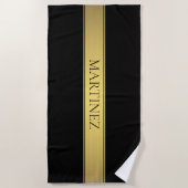 Classy Imitate Gold Streifen & Black Background od Strandtuch (Vorderseite)