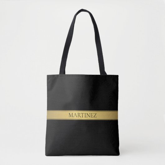 Classy Imitate Gold Streifen & Black Background od Tasche (Vorderseite)