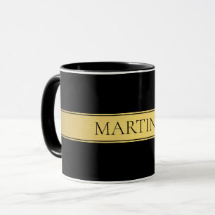 Classy Imitate Gold Streifen & Black Background od Tasse