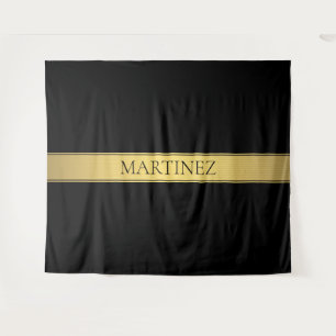 Classy Imitate Gold Streifen & Black Background od Wandteppich