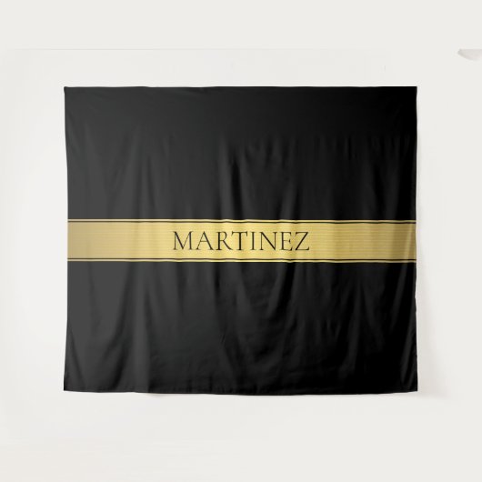 Classy Imitate Gold Streifen & Black Background od Wandteppich (Vorderseite (Horizontal))