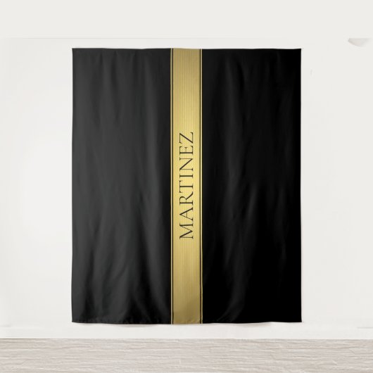 Classy Imitate Gold Streifen & Black Background od Wandteppich (Vorderseite)