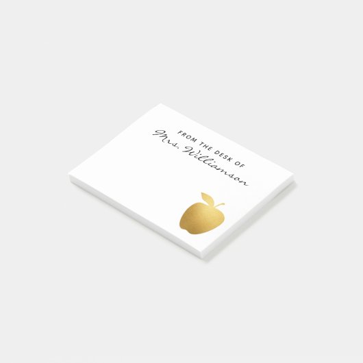 Classy Imitate Golden Apple Personalisiert Teacher Post-it Klebezettel (angewinkelt)