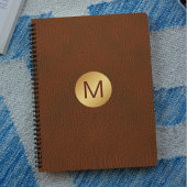 Classy Imitats Brown Leather & Gold Erstname Notizblock