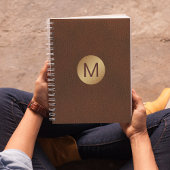 Classy Imitats Brown Leather & Gold Erstname Notizblock