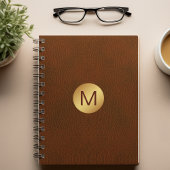 Classy Imitats Brown Leather & Gold Erstname Notizblock