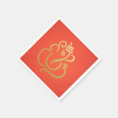 Classy Imitats Gold Foil Ganesha Indian Orange Dam Serviette (Ecke)