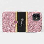 Classy Imitats Kristall Jewel Glitzer Monogram Case-Mate iPhone Hülle (Rückseite (Horizontal))