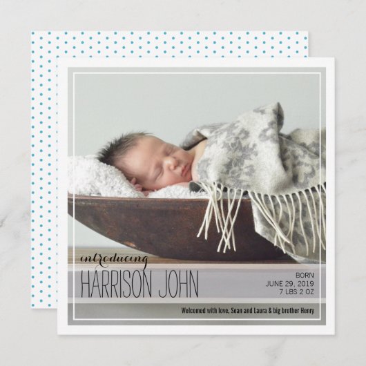 Classy Intro | Blue Dots Baby Ankündigung (Vorne/Hinten)