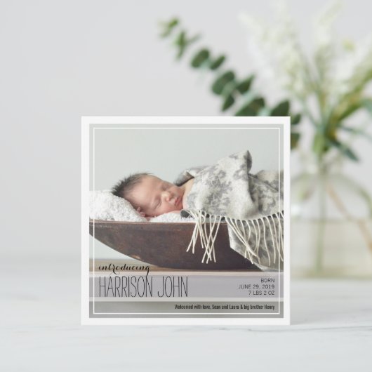 Classy Intro | Blue Dots Baby Ankündigung (Stehend Vorderseite)