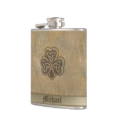 Classy Irish Glück Kleeblatt Leder Look Flachmann (Links)