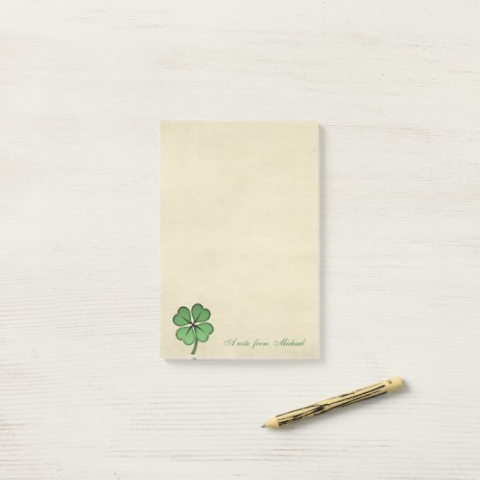 Classy Irish Lucky Kleeblatt-Personalisiert Post-it Klebezettel (Auf Schreibtisch)