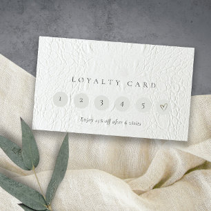 Classy Ivory White Leather Texture 6 Punch Loyalty Visitenkarte