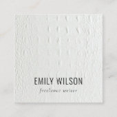 Classy Ivory White Leather Texture Review Anfrage Quadratische Visitenkarte (Vorderseite)