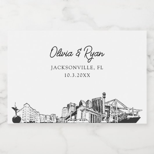 Classy Jacksonville Gastgeschenk Hochzeit Custom M Schaumweinetikett (Einzelnes Label)