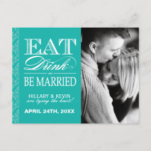 Classy Jade Damask Save the Date Ankündigungspostkarte