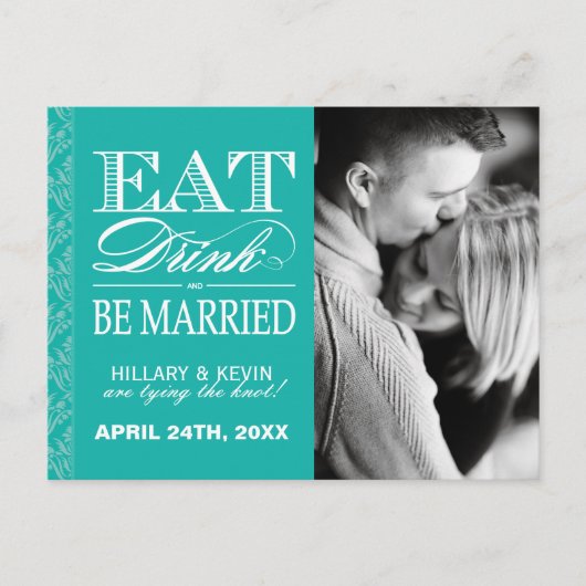 Classy Jade Damask Save the Date Ankündigungspostkarte (Vorderseite)