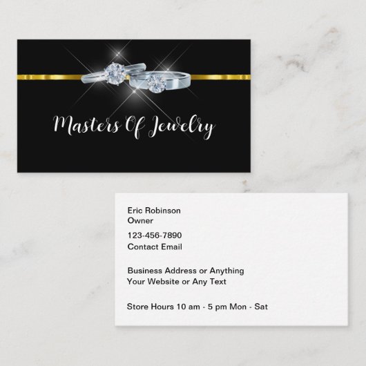 Classy Jewelier Store Inhaber Business Cards Visitenkarte (Vorne/Hinten)