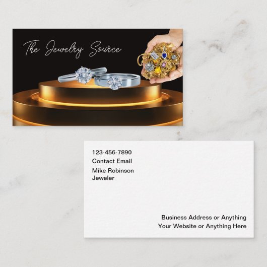 Classy Jewelry Store Business Cards Design Visitenkarte (Vorne/Hinten)