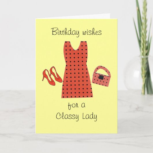 Classy Lady Birthday - Designer Kleidung Karte (Vorderseite)