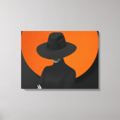 Classy Lady Hat Black & Orange Design Leinwanddruck (Vorderseite)