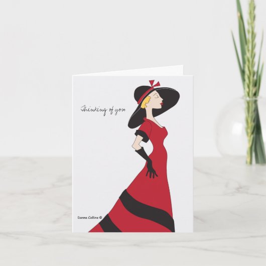 Classy Lady Red Dress Note Card Karte (Vorderseite)