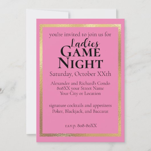 Classy Ladys Game Night Party Einladung (Vorderseite)