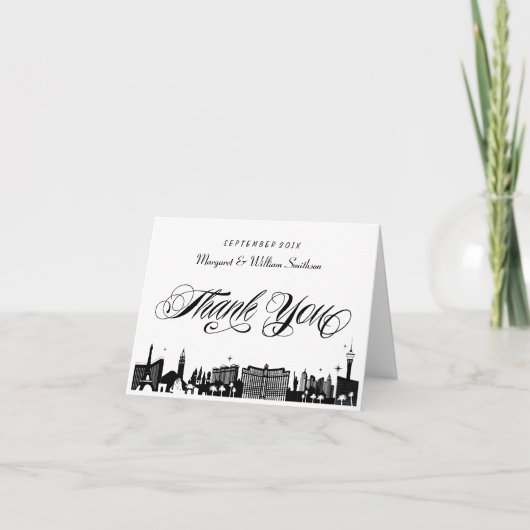 Classy Las Vegas Strip Skyline Danke Note Card (Vorderseite)