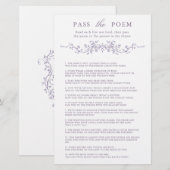 Classy Lavender Floral 'Pass the Poem' Game  (Vorne/Hinten)