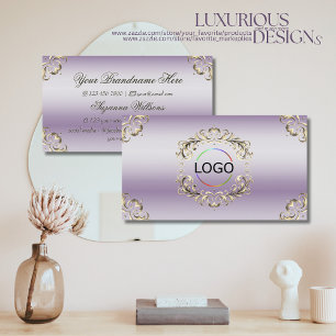 Classy Lavender Gold Verziert mit Logo Elegance Visitenkarte