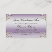 Classy Lavender Gold Verzierte Eleganz und Extrava Visitenkarte (Rückseite)