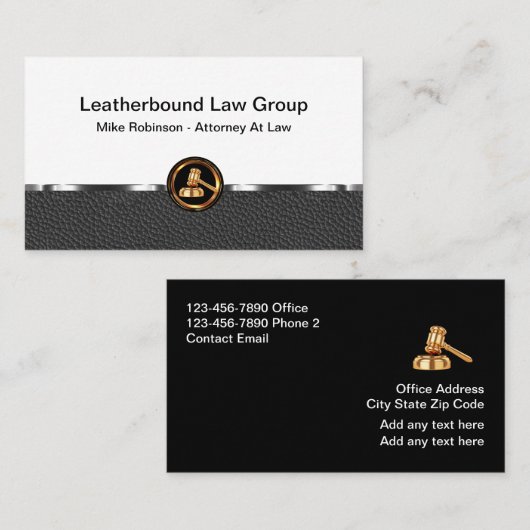 Classy Leather Look Attorney Business Cards Visitenkarte (Vorne/Hinten)