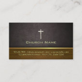 Classy Leather & Wood Church Business Card Visitenkarte (Vorderseite)