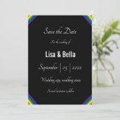 Classy LGBT Rainbow Wedding Save the Date (Stehend Vorderseite)