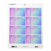 Classy Lila & Blue Bokeh Star Monogram Address (Vorne)