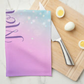 Classy Lila & Blue Bokeh Star, Name oder Monogramm Geschirrtuch (Viertel Falte)