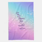 Classy Lila & Blue Bokeh Star, Name oder Monogramm Geschirrtuch (Vertikal)