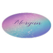 Classy Lila & Blue Bokeh Star, Name oder Monogramm Schneidebrett (Ecke)