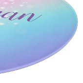Classy Lila & Blue Bokeh Star, Name oder Monogramm Schneidebrett (Ecke)
