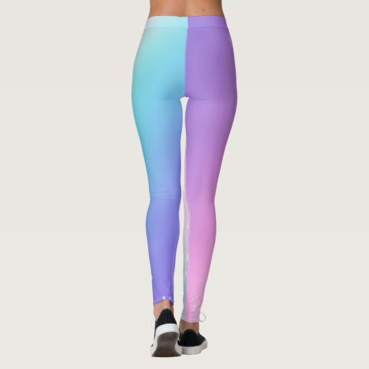 Classy Lila & Blue Bokeh Star, Name oder Nachricht Leggings (Rückseite)