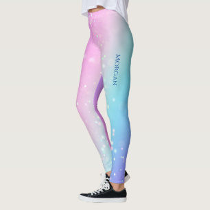 Classy Lila & Blue Bokeh Star, Name oder Nachricht Leggings