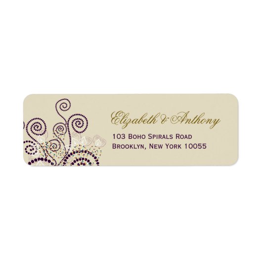 Classy Lila Boho Spirals Wedding Address Label (Vorne)