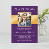 Classy Lila Gold Foto Abschluss Ankündigung (Stehend Vorderseite)